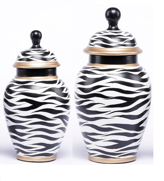 Dekoratyvinis indas/vaza su dangteliu Zebra 34cm