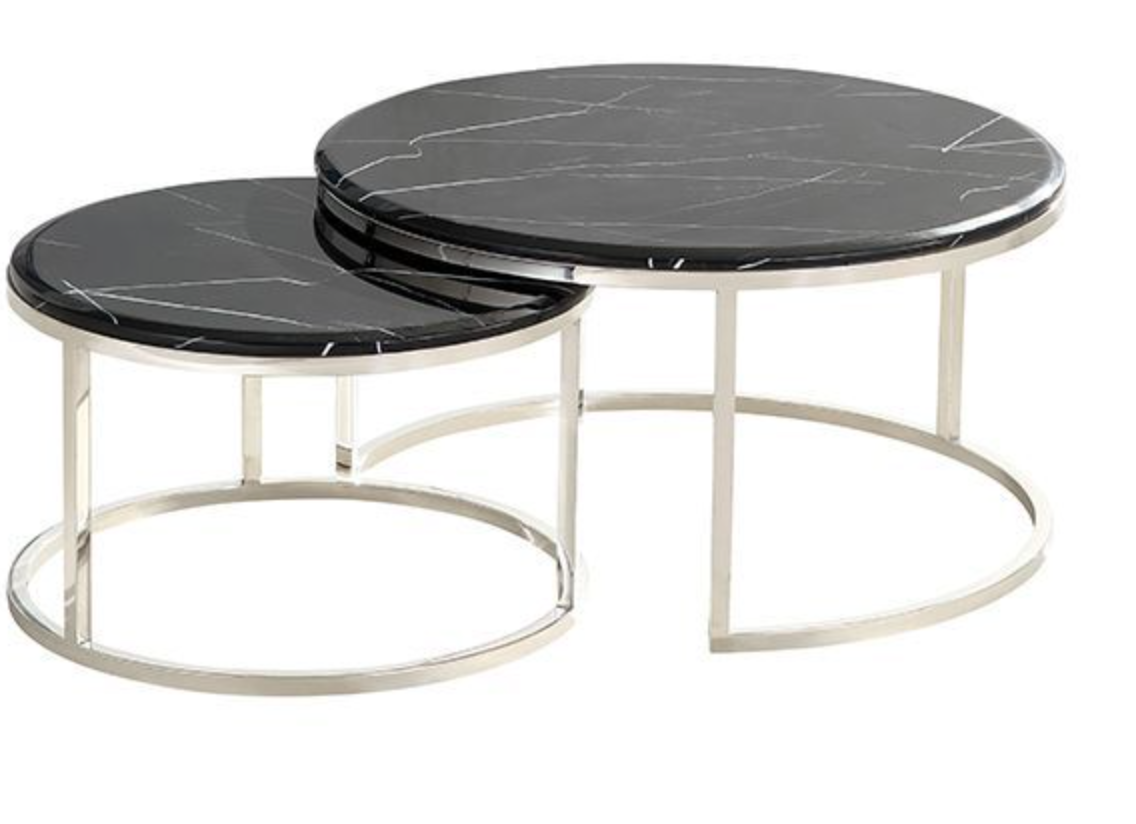 Dviejų staliukų komplektas Black Marble